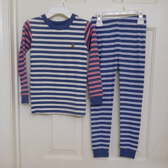 NWT 2pc Baby Gap Blue White Pink Strip Pajamas sz 3 Years 3t - Picture 1 of 1